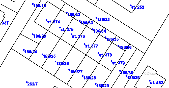 Parcela st. 377 v KÚ Sedlec u Votic, Katastrální mapa