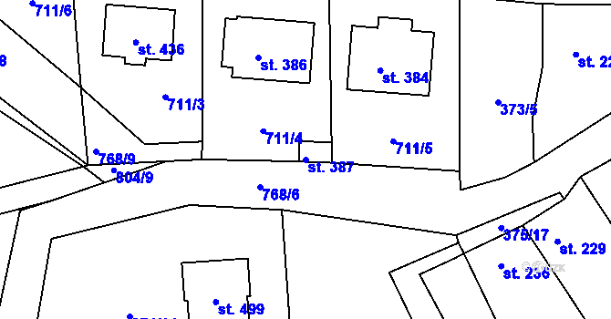 Parcela st. 387 v KÚ Sedlec u Votic, Katastrální mapa