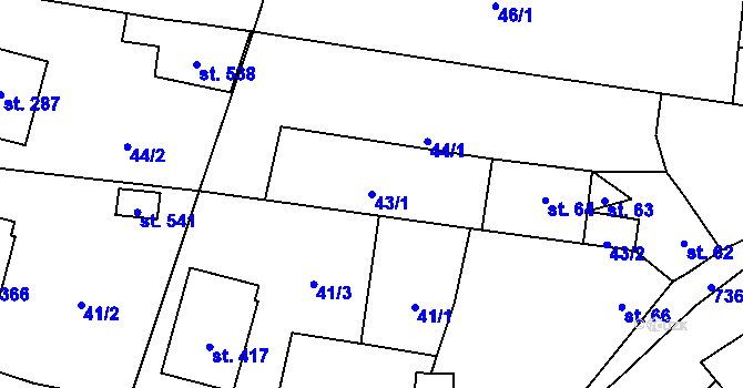 Parcela st. 43/1 v KÚ Sedlec u Votic, Katastrální mapa