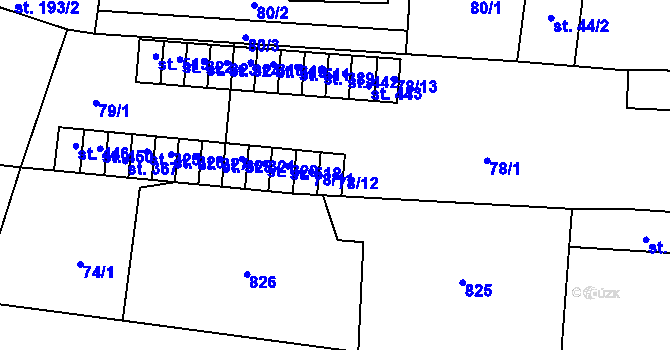 Parcela st. 78/12 v KÚ Sedlec u Votic, Katastrální mapa