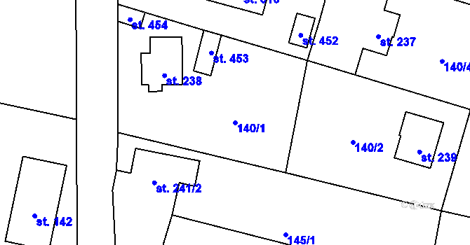 Parcela st. 140/1 v KÚ Sedlec u Votic, Katastrální mapa