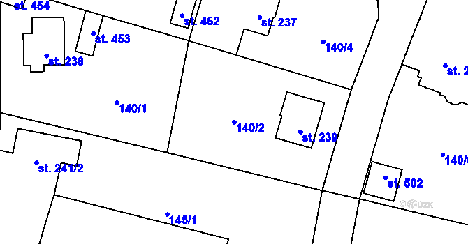 Parcela st. 140/2 v KÚ Sedlec u Votic, Katastrální mapa