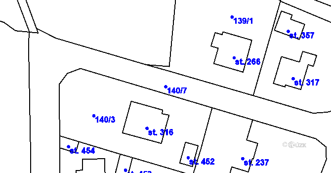 Parcela st. 140/7 v KÚ Sedlec u Votic, Katastrální mapa