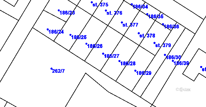 Parcela st. 186/27 v KÚ Sedlec u Votic, Katastrální mapa