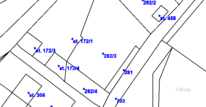 Parcela st. 282/3 v KÚ Sedlec u Votic, Katastrální mapa