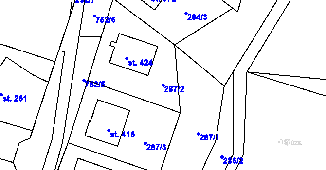 Parcela st. 287/2 v KÚ Sedlec u Votic, Katastrální mapa