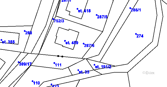 Parcela st. 287/6 v KÚ Sedlec u Votic, Katastrální mapa