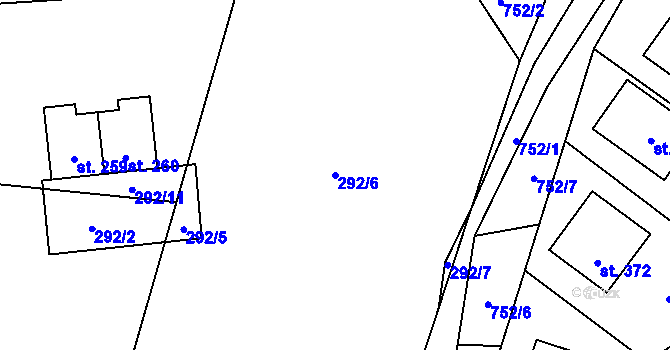 Parcela st. 292/6 v KÚ Sedlec u Votic, Katastrální mapa