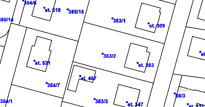 Parcela st. 353/2 v KÚ Sedlec u Votic, Katastrální mapa