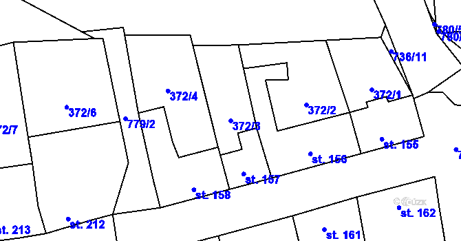 Parcela st. 372/3 v KÚ Sedlec u Votic, Katastrální mapa