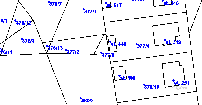 Parcela st. 377/1 v KÚ Sedlec u Votic, Katastrální mapa