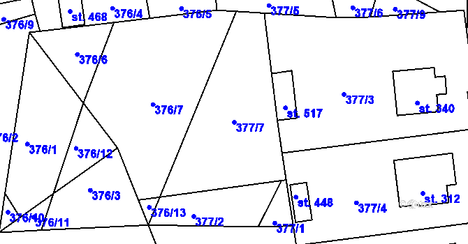 Parcela st. 377/7 v KÚ Sedlec u Votic, Katastrální mapa