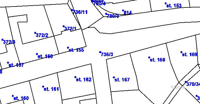 Parcela st. 736/3 v KÚ Sedlec u Votic, Katastrální mapa