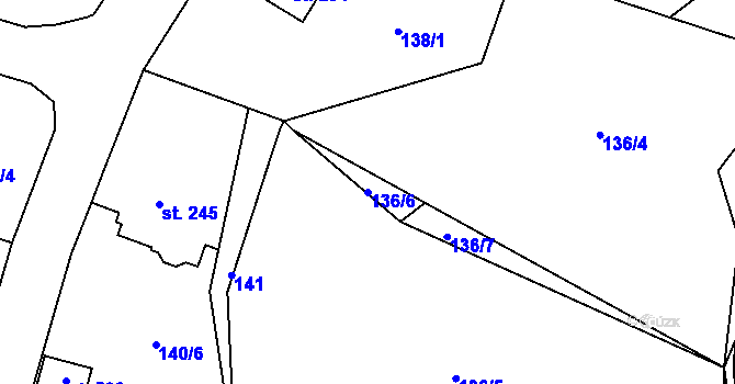 Parcela st. 136/6 v KÚ Sedlec u Votic, Katastrální mapa