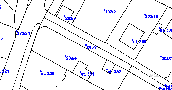 Parcela st. 203/7 v KÚ Sedlec u Votic, Katastrální mapa