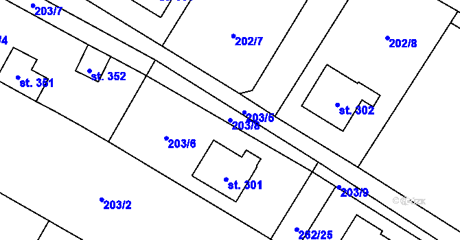 Parcela st. 203/8 v KÚ Sedlec u Votic, Katastrální mapa
