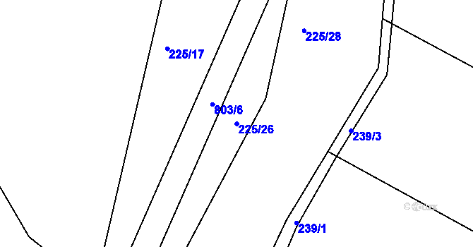Parcela st. 225/26 v KÚ Sedlec u Votic, Katastrální mapa
