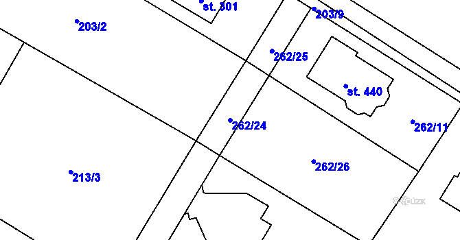 Parcela st. 262/24 v KÚ Sedlec u Votic, Katastrální mapa