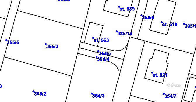 Parcela st. 354/5 v KÚ Sedlec u Votic, Katastrální mapa