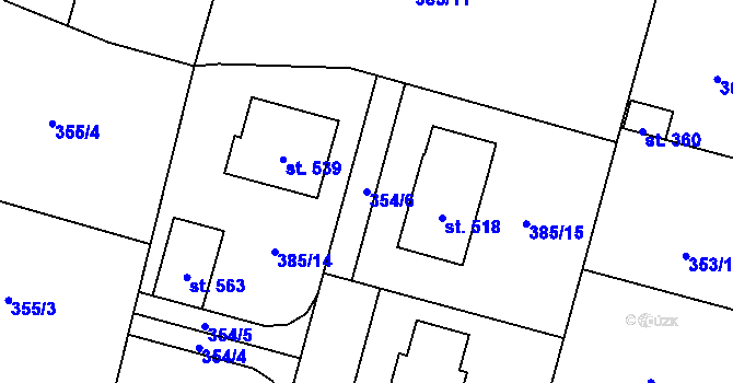 Parcela st. 354/6 v KÚ Sedlec u Votic, Katastrální mapa