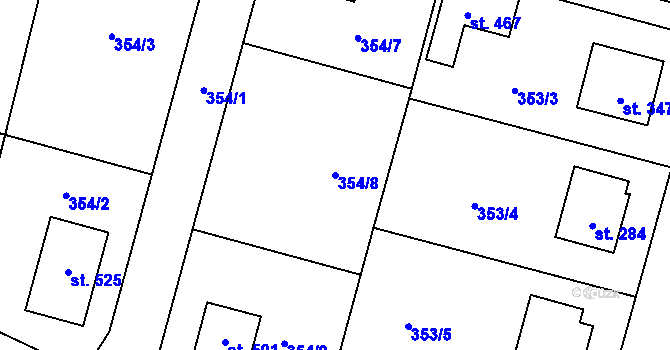 Parcela st. 354/8 v KÚ Sedlec u Votic, Katastrální mapa