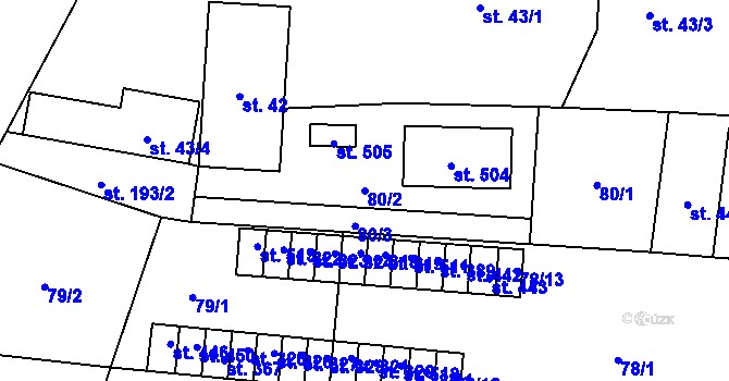 Parcela st. 80/2 v KÚ Sedlec u Votic, Katastrální mapa