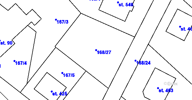 Parcela st. 168/27 v KÚ Sedlec u Votic, Katastrální mapa