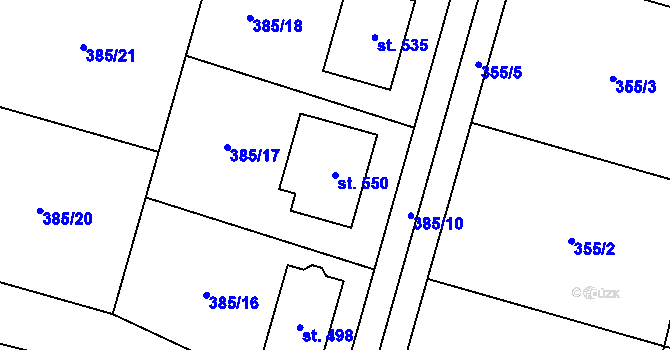 Parcela st. 550 v KÚ Sedlec u Votic, Katastrální mapa
