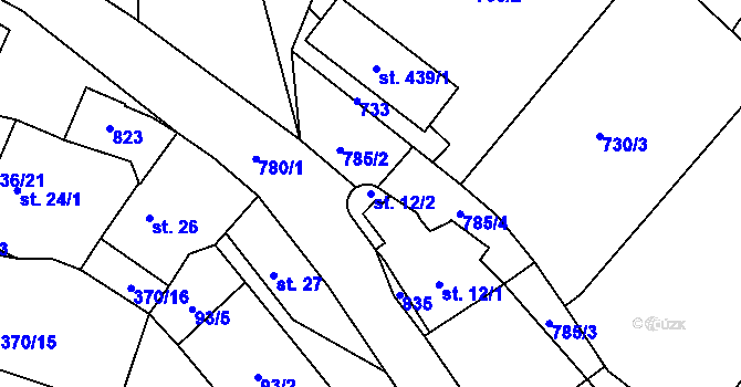 Parcela st. 12/2 v KÚ Sedlec u Votic, Katastrální mapa