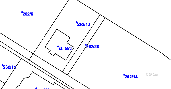 Parcela st. 262/38 v KÚ Sedlec u Votic, Katastrální mapa
