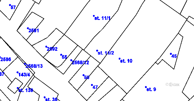 Parcela st. 11/2 v KÚ Sedlejov, Katastrální mapa