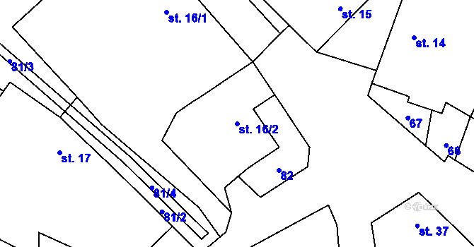 Parcela st. 16/2 v KÚ Sedlejov, Katastrální mapa