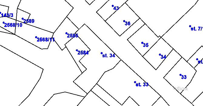 Parcela st. 34 v KÚ Sedlejov, Katastrální mapa