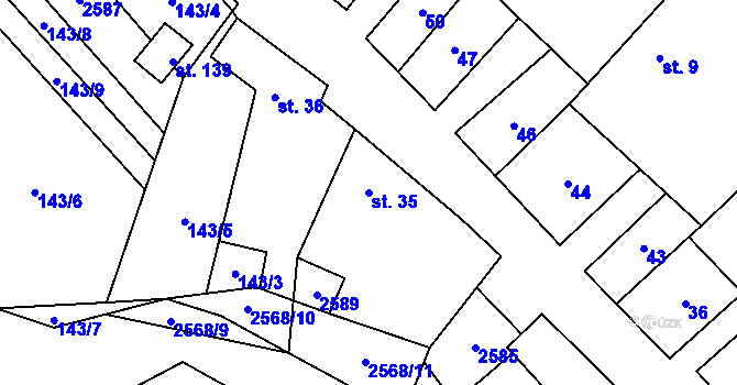 Parcela st. 35 v KÚ Sedlejov, Katastrální mapa
