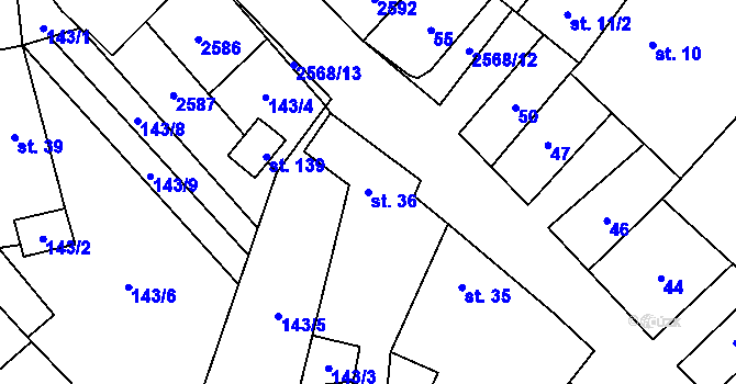 Parcela st. 36 v KÚ Sedlejov, Katastrální mapa