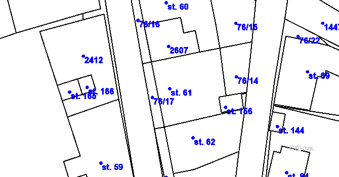 Parcela st. 61 v KÚ Sedlejov, Katastrální mapa