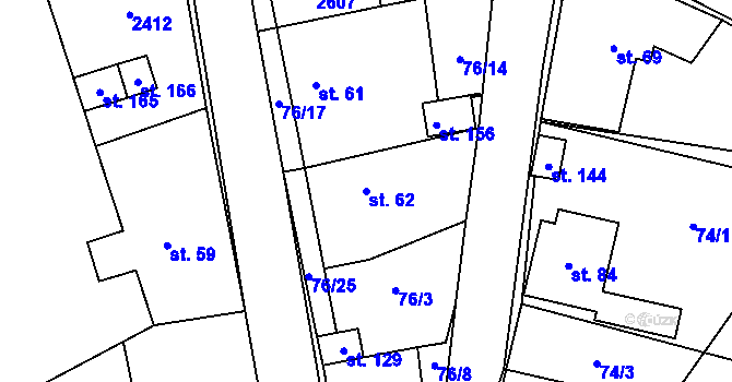 Parcela st. 62 v KÚ Sedlejov, Katastrální mapa
