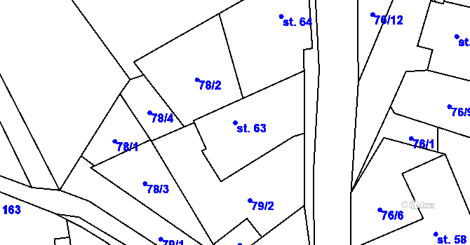 Parcela st. 63 v KÚ Sedlejov, Katastrální mapa