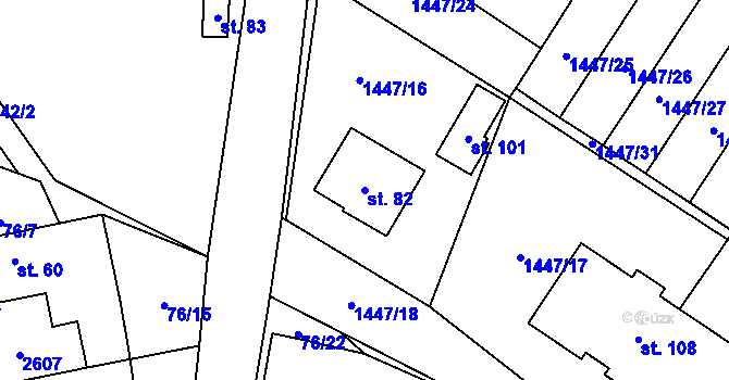 Parcela st. 82 v KÚ Sedlejov, Katastrální mapa