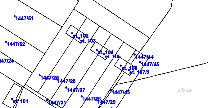 Parcela st. 105 v KÚ Sedlejov, Katastrální mapa
