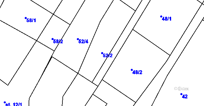 Parcela st. 52/2 v KÚ Sedlejov, Katastrální mapa