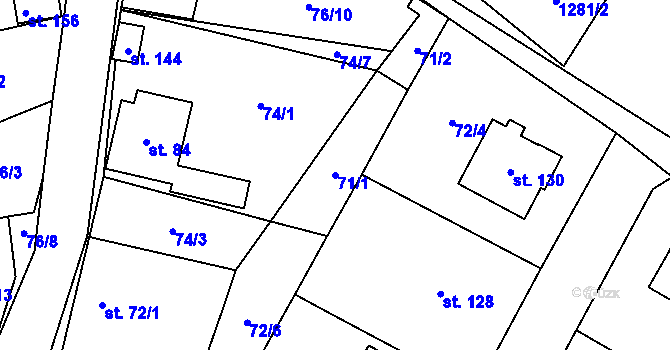 Parcela st. 71/1 v KÚ Sedlejov, Katastrální mapa