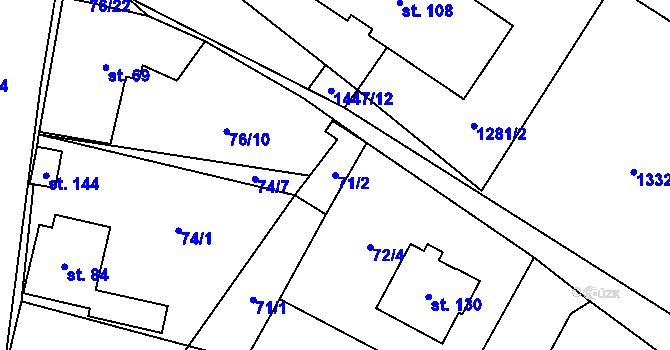 Parcela st. 71/2 v KÚ Sedlejov, Katastrální mapa