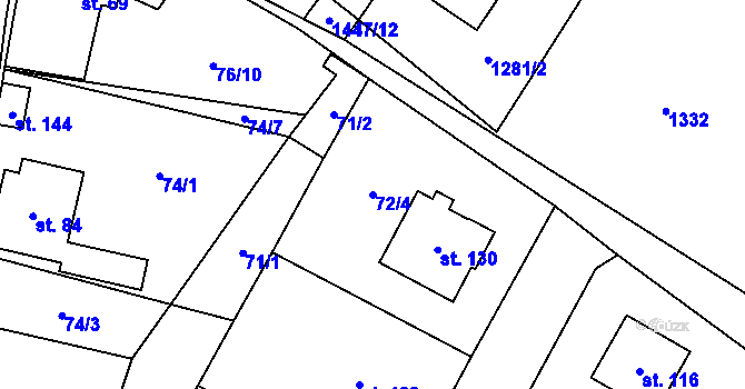 Parcela st. 72/4 v KÚ Sedlejov, Katastrální mapa