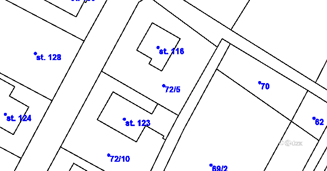 Parcela st. 72/5 v KÚ Sedlejov, Katastrální mapa