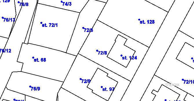 Parcela st. 72/8 v KÚ Sedlejov, Katastrální mapa