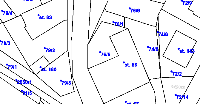 Parcela st. 76/6 v KÚ Sedlejov, Katastrální mapa