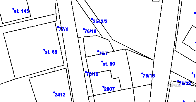 Parcela st. 76/7 v KÚ Sedlejov, Katastrální mapa