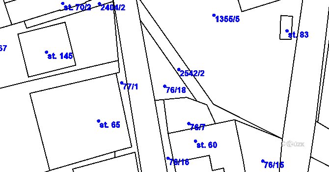 Parcela st. 76/18 v KÚ Sedlejov, Katastrální mapa