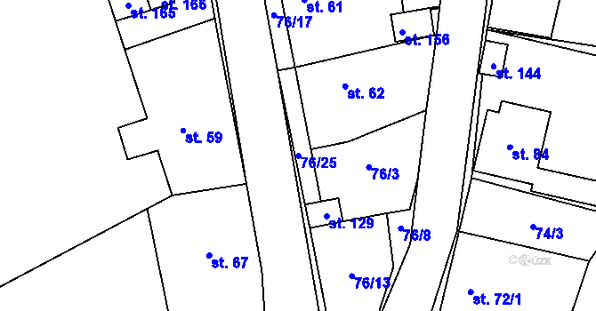 Parcela st. 76/25 v KÚ Sedlejov, Katastrální mapa